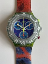 Swatch Aquachrono Mid Size SUN GARDEN SEG 100 1996 OVP NEU Flowers