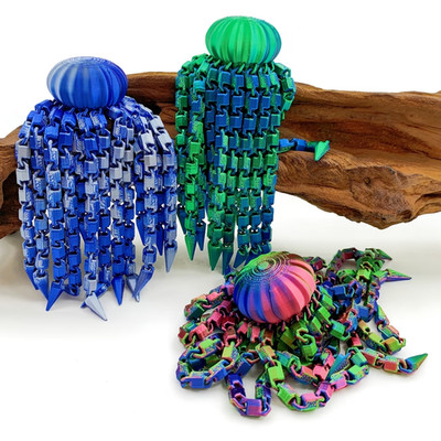 3D Gelenk Oktopus gedruckt sensorisches Spielzeug alle Altersgruppen bunt.