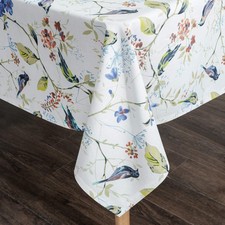 Linen Rectangle Tablecloth 52 X 102 Inch Birds And Floral Print Country Style Du