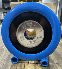 Vintage MCM Record Rack with A couple 45's