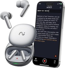 Viaim RecDot Wireless AI Conference Earbuds with Live Transcription  Silver