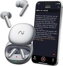Viaim RecDot Wireless AI Conference Earbuds with Live Transcription | Silver