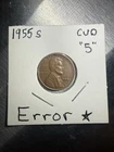 1955 S 1c Penny With Cud Error On Date Fine Detail