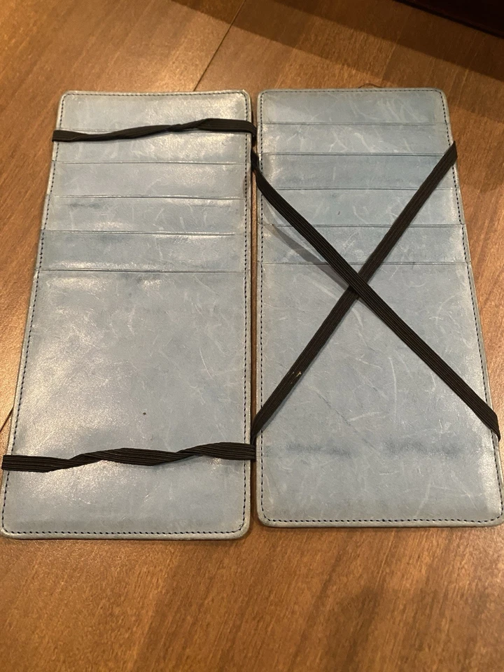 Cartera azul portafolio J.Crew vintage - elástica reversible - hecha a mano en Inglaterra Foto 4 de 4