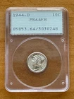 1944-D 10¢ MS64 FB PCGS Mercury Dime Rattler holder PROOFLIKE