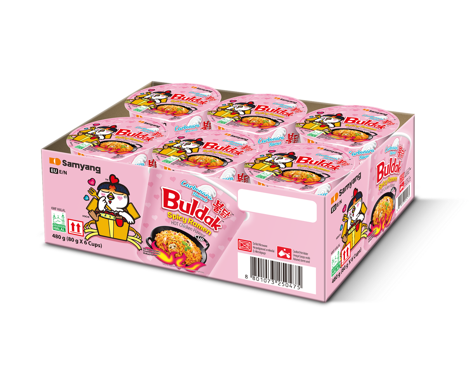 Samyang Buldak Hot Chicken Ramen Carbonara Small Bowl 80G X 6 - Image 4