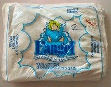 Vintage L'Angel Birdseye Cloth Diapers 100 Cotton 27x27 12 Pack Taiwan Baby NOS