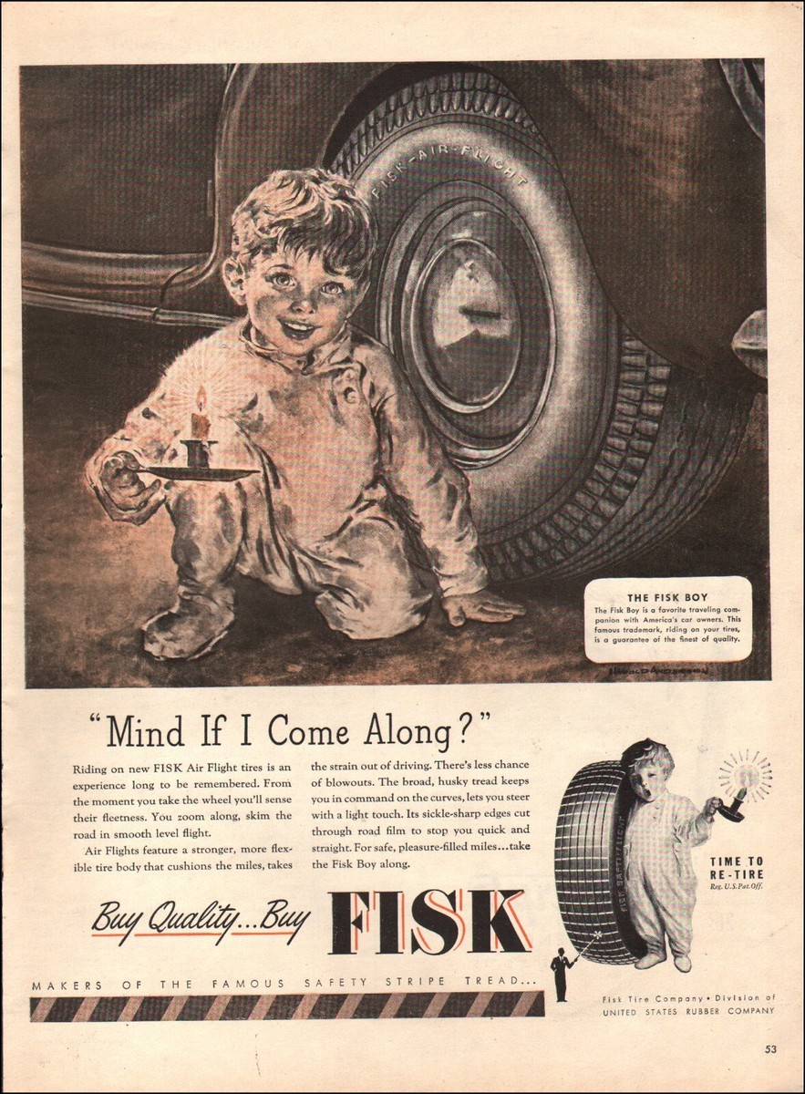 画材 1946 vintage AD for FISK Auto Tires 1946 Vintage ad FISK Tires retro wheel Art Car Auto Vehicle