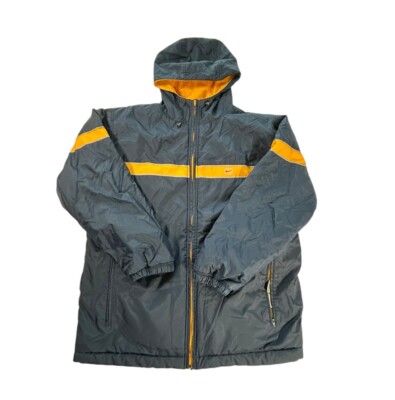 Vintage Nike Michigan Jacket Men Large Blue Yellow Reversible Hooded Y2K