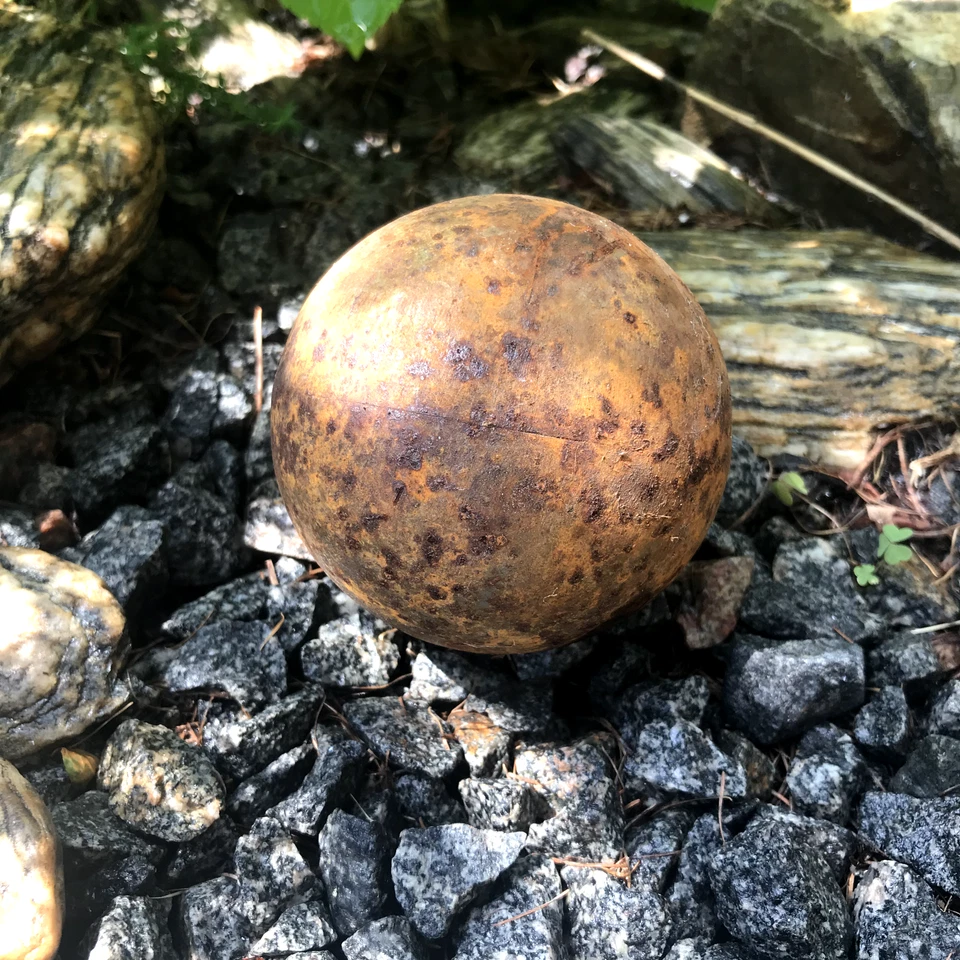 Esfera de jardín de 6", arte de metal oxidado, decoración oxidada, cuenco oxidado de jardín zen Foto 2 de 4