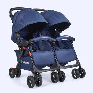 Star Kidz Lusso Double Twin Pram Stroller - Navy