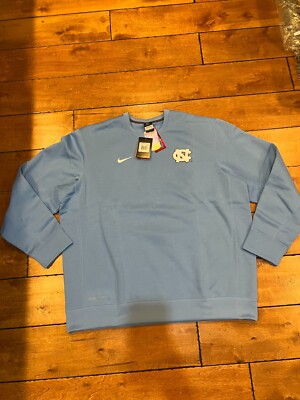 NIKE UNC NORTH CAROLINA TAR HEELS FOOTBALL THERMA CREW SWEATSHIRT BLUE 2XL NWT