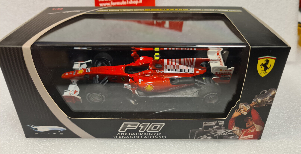Miniature Ferrari F10 Alonso #8 – 1/43 Hot Wheels Elite – GP Bahreïn 2010 – Boîte Fermée