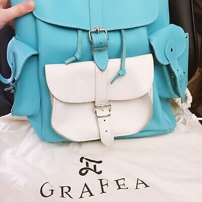Grafea Exclusive Oceana (Light Blue and White) Medium Leather Rucksack  Backpack | eBay