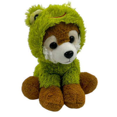 Pomeranian Plush in Green Frog Costume Puppy Dog Stuffed Animal