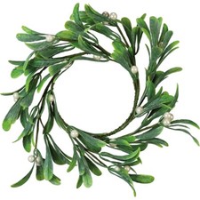 NEW!~Christmas 12" Mistletoe & Berry Candle Ring~Mini Wreath~Home Decor