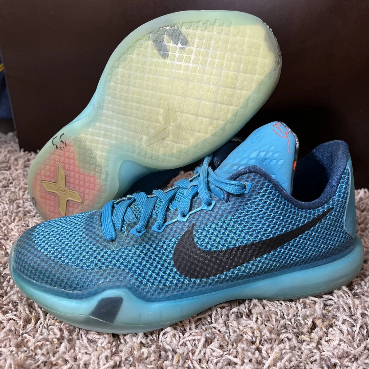 Nike Kobe X 10 5AM Flight GS Shoes 726067-403 Blue Lagoon Size 5.5Y Womens 7