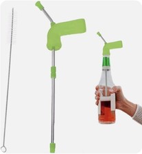 1 Beer Snorkel Dispenser Double Snorkel Straw Cleaning Brush Green Party Fun N5