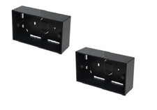 2 Gang Dual Black Square Edge Surface  Pattress Back Box 32mm Deep 2 pack