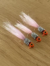 Three hand tied 1/16 crappie jigs 