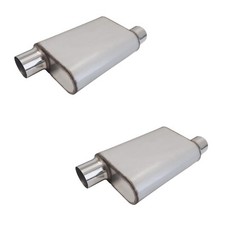 Exhaust Muffler Resonator 3 Offset In 3 Offset Out Original Color- 2pack