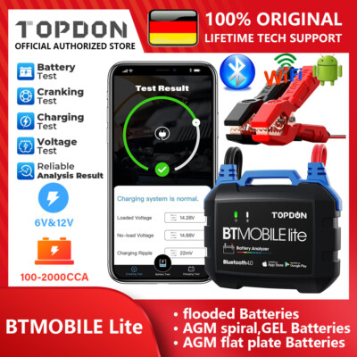 TOPDON BTMobile Lite 12V Auto Batterietester OBD2 Diagnosegerät Akku Testgerät