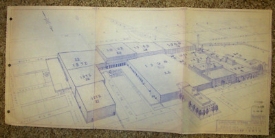 Vintage Architectural Drawing, Armstrong Tire Company, Des Moines, IA, Date 1972