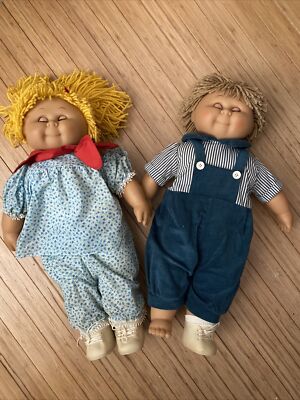 Vintage David Craft Boy Girl Doll Set In Outfits Cabbage Patch Lookalike