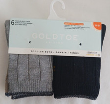 GOLDTOE Toddler Boys Crew Socks Size 2T-3T 6 PAIR NIP
