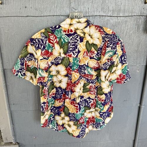Vintage 90s Liz Sport Claiborne Button Up Top Women’s M Hawaiian Floral Cotton - Picture 4 of 4