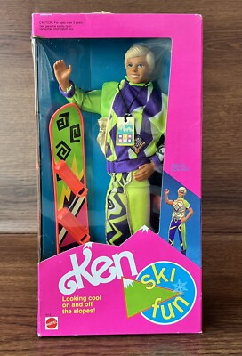 Barbie Doll Ken Ski Fun Snowboarding 7512 Mattel 1991 | eBay