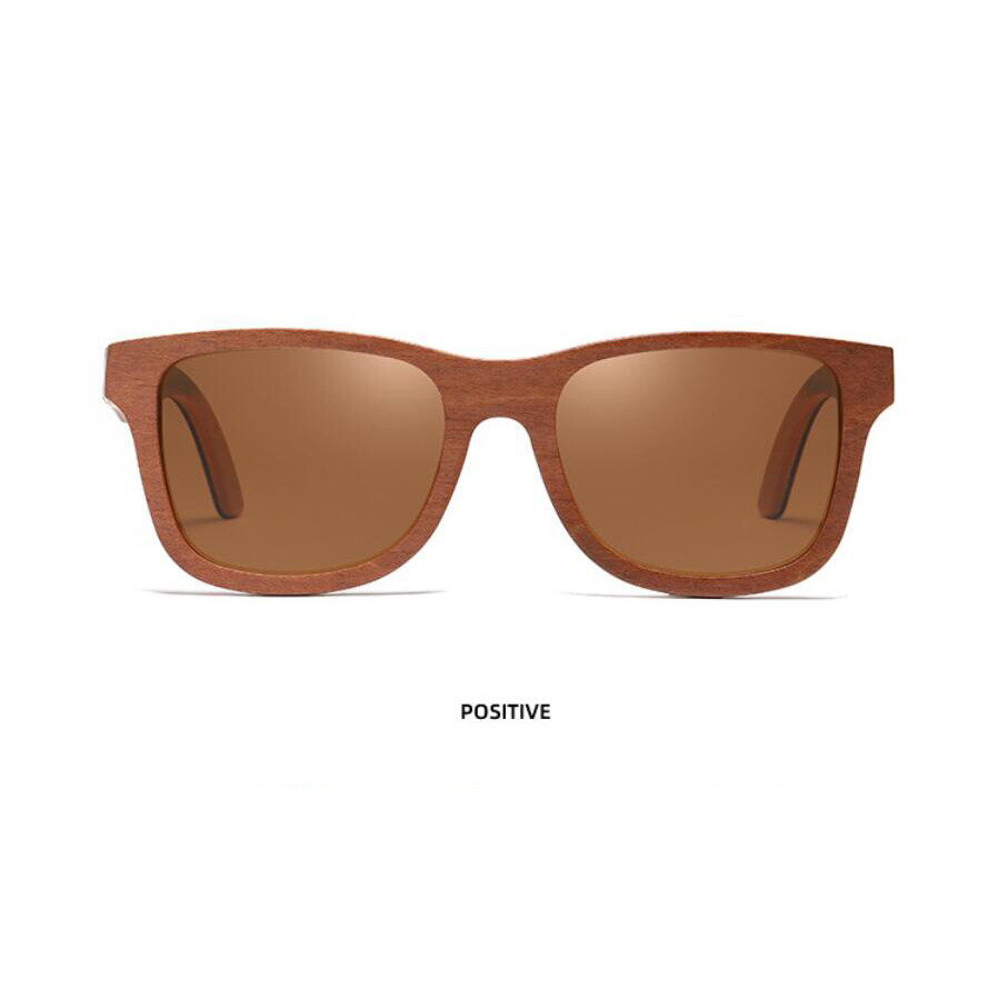 Skateboard Wood Polarized Square Sunglasses For Men Women Wooden Frame Glasses