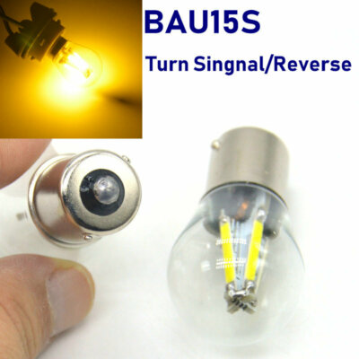 2x BAU15S 7507 4W COB LED Car Turn Signal Reverse Lamp 12-24V Glass Cover Yellow