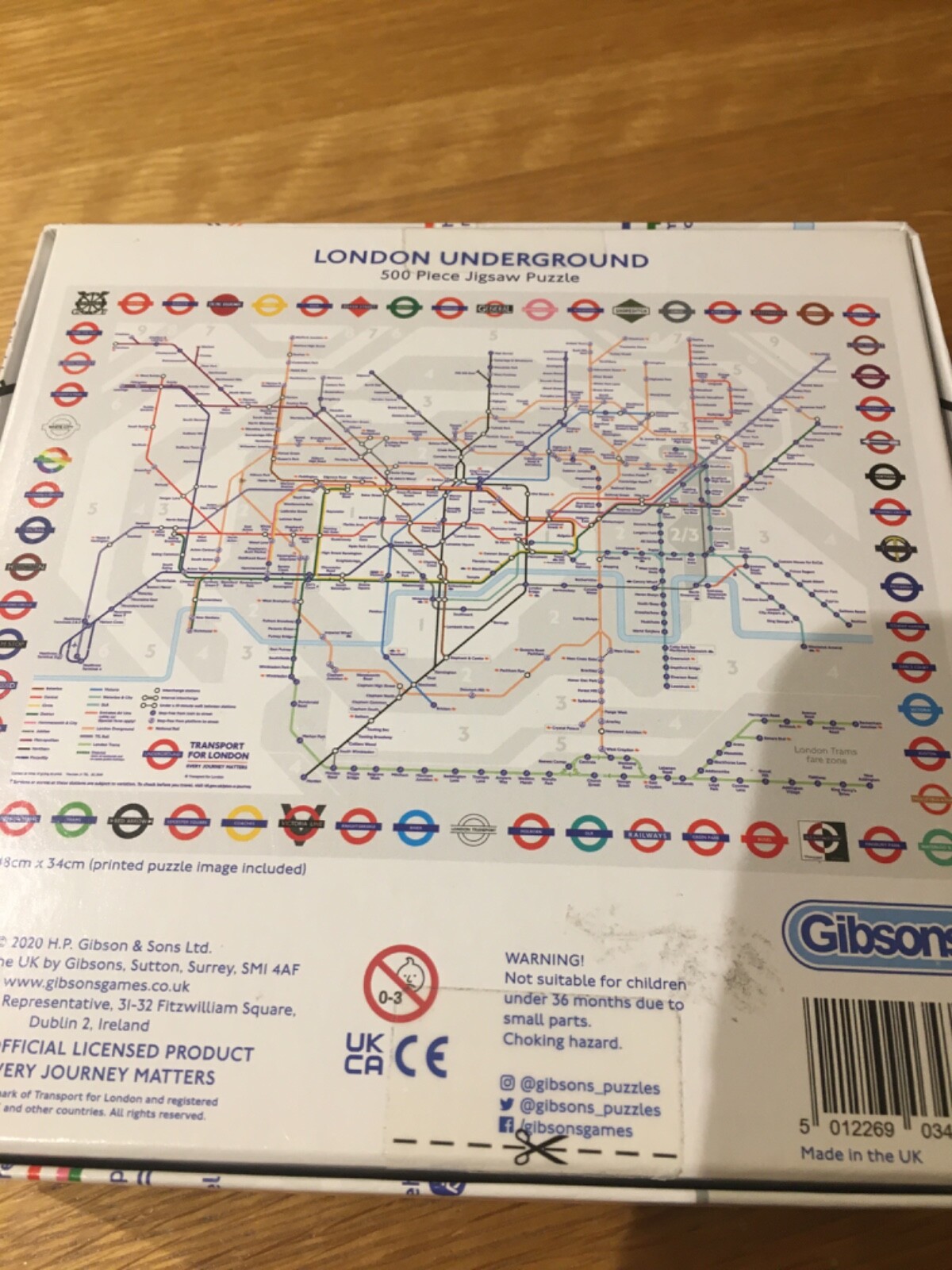 Jigsaw London Underground Tube Map 500 pieces Gibsons eBay