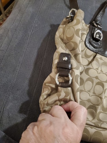 COACH Ashley Sateen Pleated Signature Brown Sateen Large Carryall Bag F15510 - Picture 5 of 15