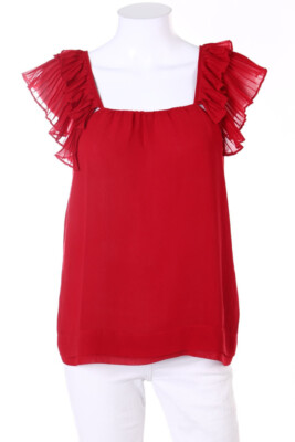 ZARA WOMAN Blouse Chiffon Plissé S red