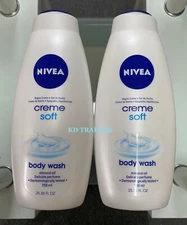 (2-pk) NIVEA Creme Soft BODY WASH with Almond Oil & Delicate Perfume 25oz 