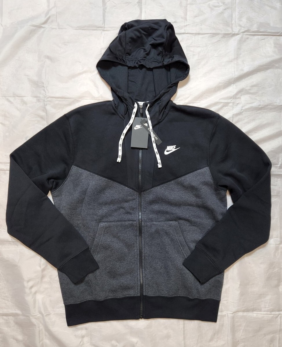 Nike Sportswear Hybrid Fleece Full Zip Hoodie Mens Size Medium DC2557-010  Black | eBay
