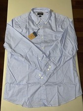 Charles Tyrwhitt Men's Ocean Blue Mini Gingham Slim Fit Stretch Poplin Shirt L