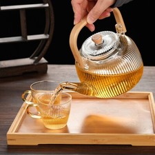 Borosilicate Modern Glass & Bamboo Teapot - 1000ml