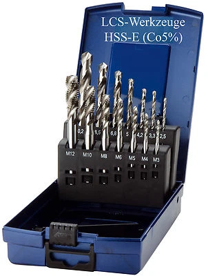 Maschinengewindebohrer Satz Gewindebohrer Kernlochbohrer HSS-E M3-M12 Sackloch