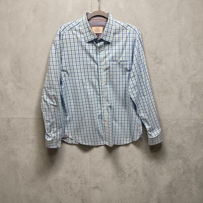 Men's Flag & Anthem Dry Goods Supply Long Sleeve Shirt Red Blue Check Size Med