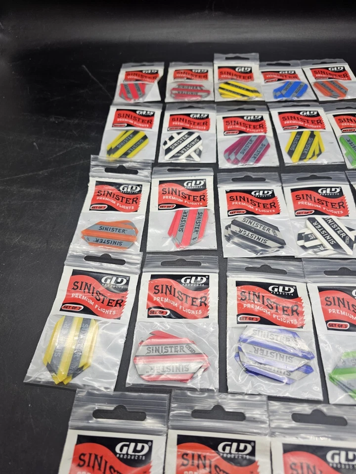 Dart Flights GLD Siniestro Lote de (24) Paquetes de 3 Nuevo de Lote Antiguo Delgado Foto 4 de 4