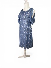 Womens Eliza J Blue Cold Shoulder Floral Lace MIDI Dress Sz 6