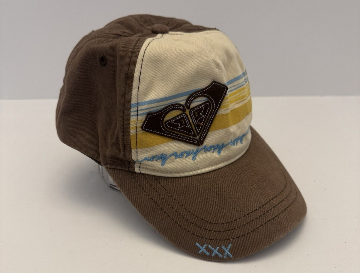 Roxy Baseball Hat Snapback Brown Yellow Embroider… - image 1
