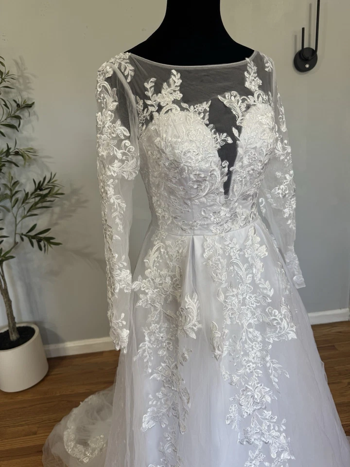 Vestido de novia Merry’s Boho-A forrado apliques con cordones florales romántico talla 2 caprichoso Foto 3 de 4