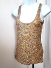 Gold sequined tank top scoop neck NWT size S