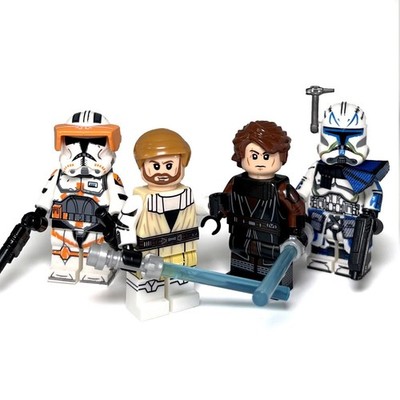 Custom Lego Anakin Obi Wan Captain Rex Commander Cody Star Wars Minifigure