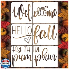 6 Pcs Large Fall Doormat Stencils Hello Pumpkin Templates Reusable Welcome St