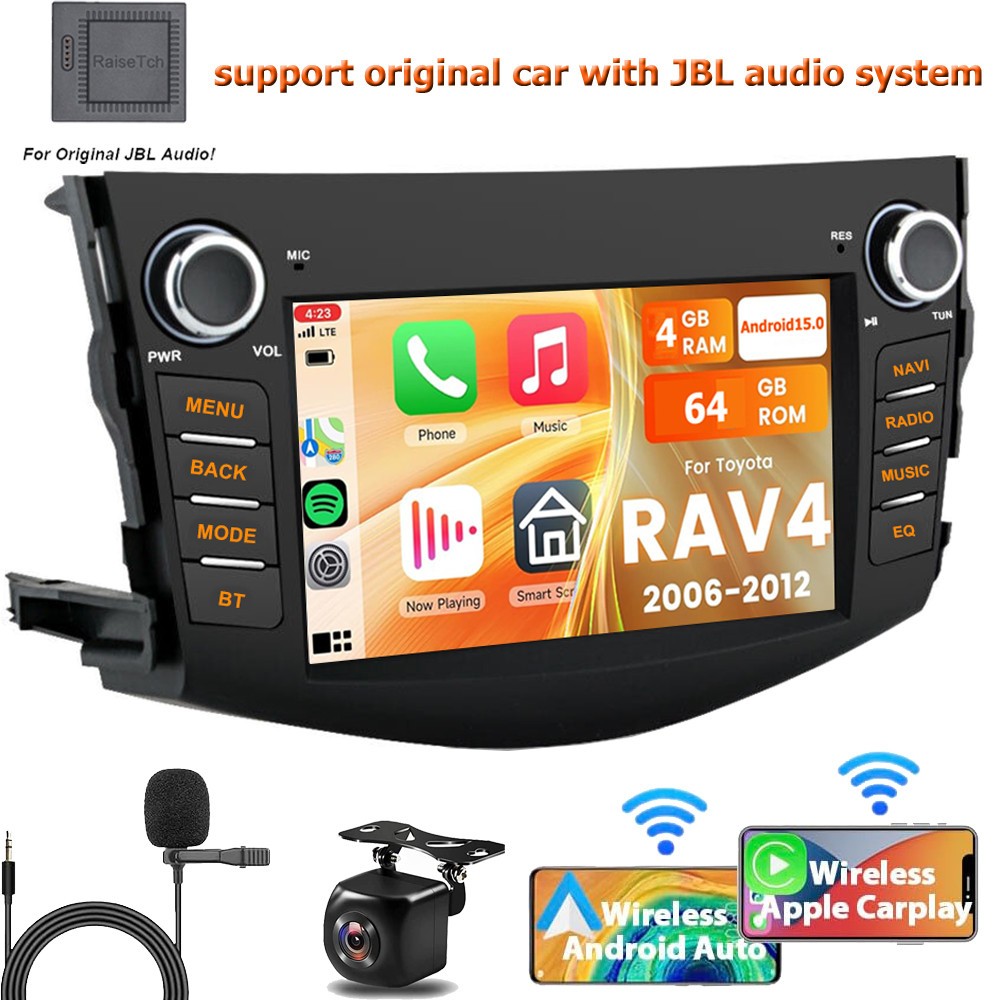 For Toyota RAV4 2006-2012 JBL Audio Carplay 7" Car Stereo Radio Android 15.0 GPS